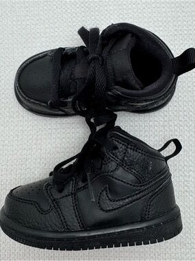 Jordan 1 Mid Infant Shoes "Triple Black", Size 5 c infant